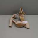 IDIFU Women's IN4 Pedazo High Block Heels Pumps Pointed Closed Toe Ankle Strap Dress Wedding Shoes (8, Beige)
