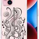 Compatible for iPhone 15 Cases with Design, Cute Transparent Phone Case for Women Girls Girly with Heavy Duty Protective Bumper (Clear Black Musical Notes)