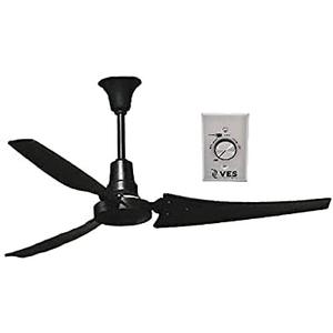 VES 56" Moisture Resistant Matte Black Ceiling Fan with 5 amp forward/reverse variable speed wall mount control