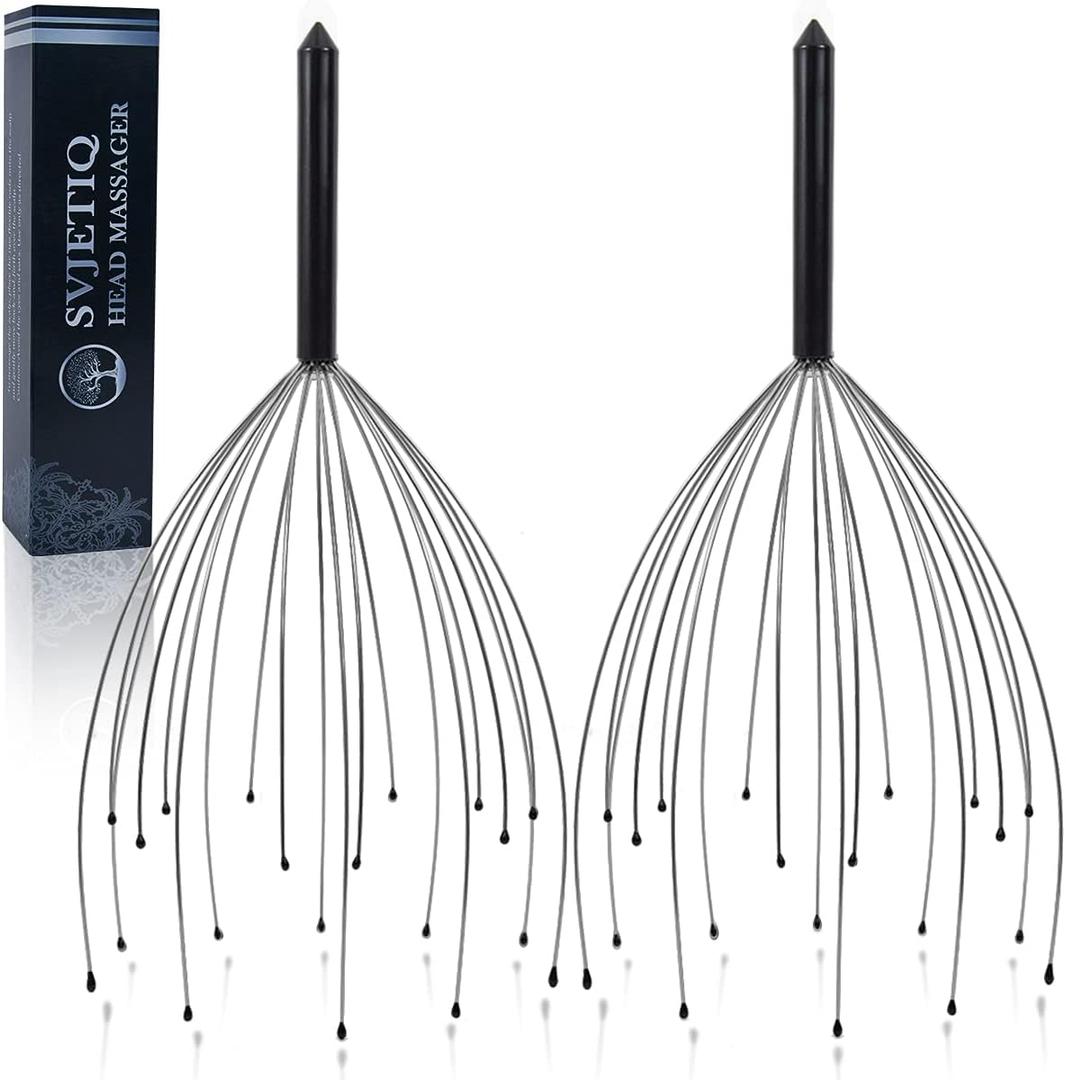 2 Pack Head Massager Scalp Massager 20 Fingers Handheld Scalp Scratcher Head Scratcher Stress Relax for Deep Relaxing, Christmas Gift Stocking Stuffers for Men Women Adults