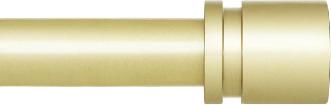 Curtain Rods for Windows 16 to 144 Inches Adjustable Length 1 Inch Diameter Window Curtain Rod with Aluminium Finials, Warm Gold