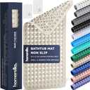 homerella Bathtub Mat Non Slip 35x16, Incl. Hooks for Drying, Extra Long, 100% BPA Free, Shower Mat Non Slip Anti Mold, Machine Washable, Shower Mats for Inside Shower Mildew Resistant (34.5" x 15.5" (Rectangular), Sand)