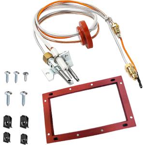 SP20075, SP20305A Pilot and Igniter Assembly Replacement Kit Compatible with GE, Richmond, Rud, Rheem Natural Gas Water Heater Parts, Includes Pilot Assembly, Burner Door Gasket, Screws, Clips