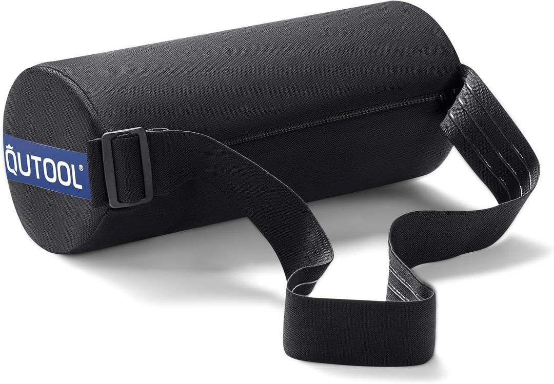 QUTOOL Lumbar Roll, Lumbar Support Pillow for Office Chair with Non-Slip Wider Strap, Back Pain Relief & Posture Improvement, Washable Cover, Office Desk & Car Accessories, Medium Soft