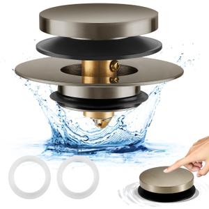 Bathtub Drain Stopper, Uxoz Universal Tub Stopper for Replacing Tip Toe/Trip Lever/Lift&Turn Tub Drain, Bath Tub Drain Stoppers Desiged for 1.5"-1.72" Drain Hole w/3 O-Rings, Brushed Silver