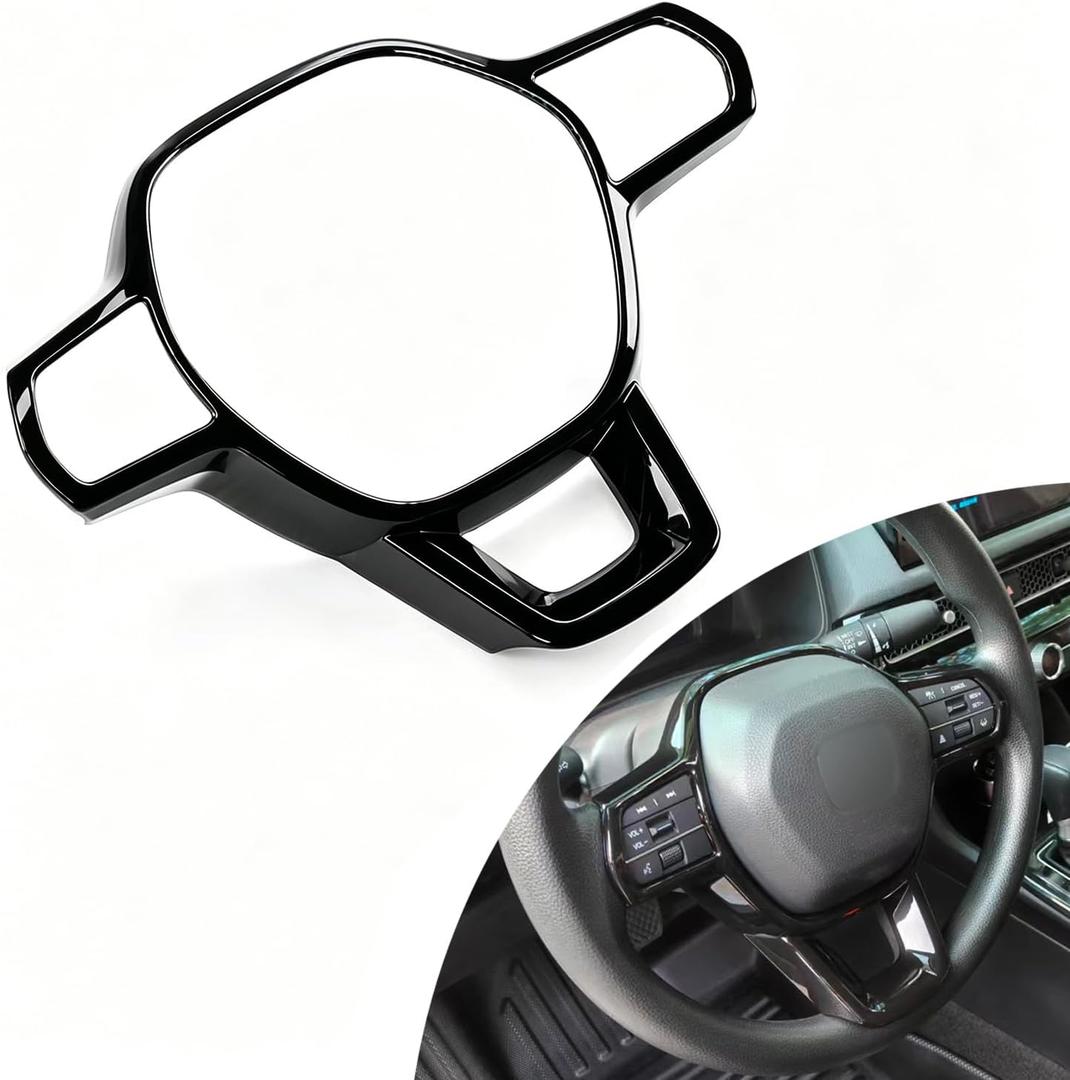 Steering Wheel Cover Trims for Honda Civic 2022-2026, for CRV CR-V 2023 2024 2025 2026 Accessories Car Sporty Interior Decal (Black)