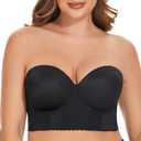 SEA BBOT Women Longline Strapless Bra Full Figure Corset Bra Hide Back Fat (42B, Black2)