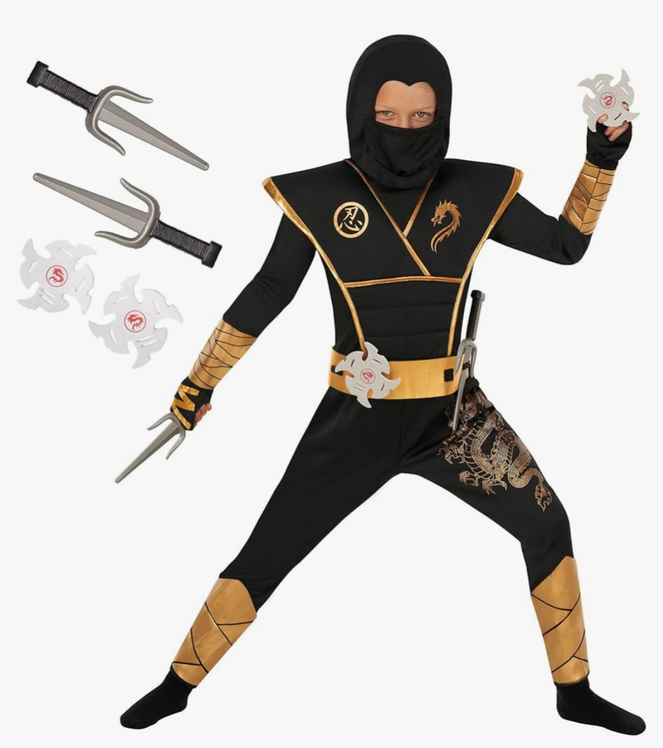 Morph Ninja Costume for Kids - Boys Suit Set With Accessories, Ninja Merch Outfit Size 3-4Y