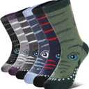 Kids Merino Wool Hiking Socks for Boys Girls Toddlers Thermal Winter Warm Thick Crew Boot Snowboarding Gift Socks (8-12 Years, 6 Pairs Dinosaur)