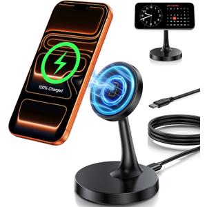 Magnetic Wireless Charger iPhone Stand 15W Fast Mag-Safe Charger for iPhone 17/17 Pro/17 Air/17 Pro Max 16/15/14/13/12 Series Apple Magnet Wireless Charging Station/Pad for AirPods