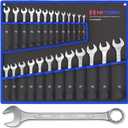 HITORK 25 Piece Metric Wrench Set (6-32 mm) CrV Steel Matt Finish with Polished Head 12 Point Box End 15 Offset Roll Up Pouch Durable Combination Wrench Set for Home, Garage & Auto Repair