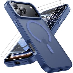 for iPhone 17 Pro Max Case with 2X Screen Protectors [Compatible with MagSafe] Military Grade Drop Protection Skin Feeling Cover Shockproof Slim Fit iPhone 17 Pro Max Phone Case 6.9 inch,Blue