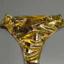 Metallic Thong Rave Bottoms High Cut High Waisted Cheeky Festival Rave Shorts (Medium, Gold)