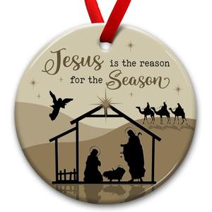 Nativity Scene Christmas Ceramic Ornaments, Jesus Ornament for Christianity Gift, Birth of Christ, Decoration for Christmas