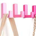6 Pack Cute Kids Coat Wall Hooks Wooden Adhesive Decorative Colorful Wall Mounted Hangers Backpack Hooks for Hanging Keys Towel Clothes Bathroom Organization (Pink Mixed Color)