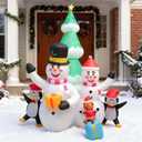 8FT Christmas Inflatable Outdoor Decorations, Snowman Penguin Christmas Tree Inflatable Courtyard Decorations, Courtyard, Garden, Lawn Winter Decorations