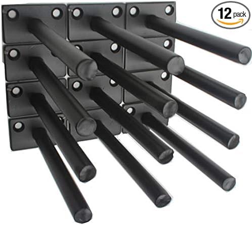 12 Pcs 5" Black Solid Steel Floating Shelf Bracket Blind Shelf Supports - Hidden Brackets for Floating Wood Shelves - Concealed Blind Shelf Support – Screws and Wall Plugs Included