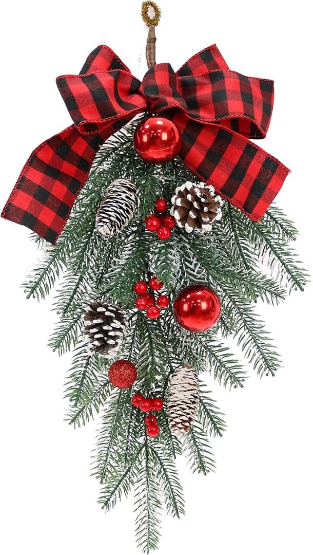 3 PACK Christmas Swags for Decorating Outdoor, Garland Christmas Swag Teardrop Ornament Pine Cone Decorative Props Pendant Wall Hanging for Front Door Indoor Outdoor Wall Hanging Wreaths Decor 3 PACK Christmas Swags for Decorating Outdoor, Garland Christmas Swag Teardrop Ornament Pine Cone Decorative Props Pendant Wall Hanging for Front Door Indoor Outdoor Wall Hanging Wreaths Decor