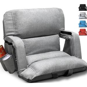 Wide Stadium Seats with Back Support, Exclusive Sofa Style Design Extra Thick Bleacher Chairs with Back and Cushion, 6 Reclining Positions - Ultimate Comfort for Sports Events (Grey, 22.5")