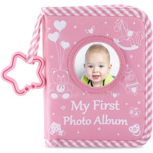 Baby's My First Family Album Soft Photo Cloth Book Pink Girl My First Book of Photos Pink Baby Memory Album Gift Holds 4x6 Pictures for Babies Newborn Toddler & Kids Baby Shower