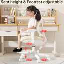 Kids Ergonomic Chair, Kids Office Chair for Bedroom with Adjustable Footrest, Adjustable Height, Flip-Up Armrests, Mesh Student Study Chair with Adjustable backrest, Model Deer (Beige)