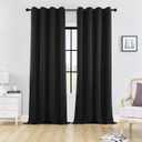 HUTO Blackout Curtains and Drapes for Bedroom - Extra Long Room Darkening Thermal Insulated Solid Window Antique Copper Grommet Draperies for Living Room (Black, 1 Pair, 52 x 96-Inch)
