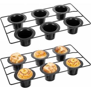 2 Pcs 12 Cups Nonstick Popover Pan Muffin Cupcake Pan Pudding Pan Bakeware for Oven Baking, Frittatas, Muffins, Quiches, Pudding Cakes