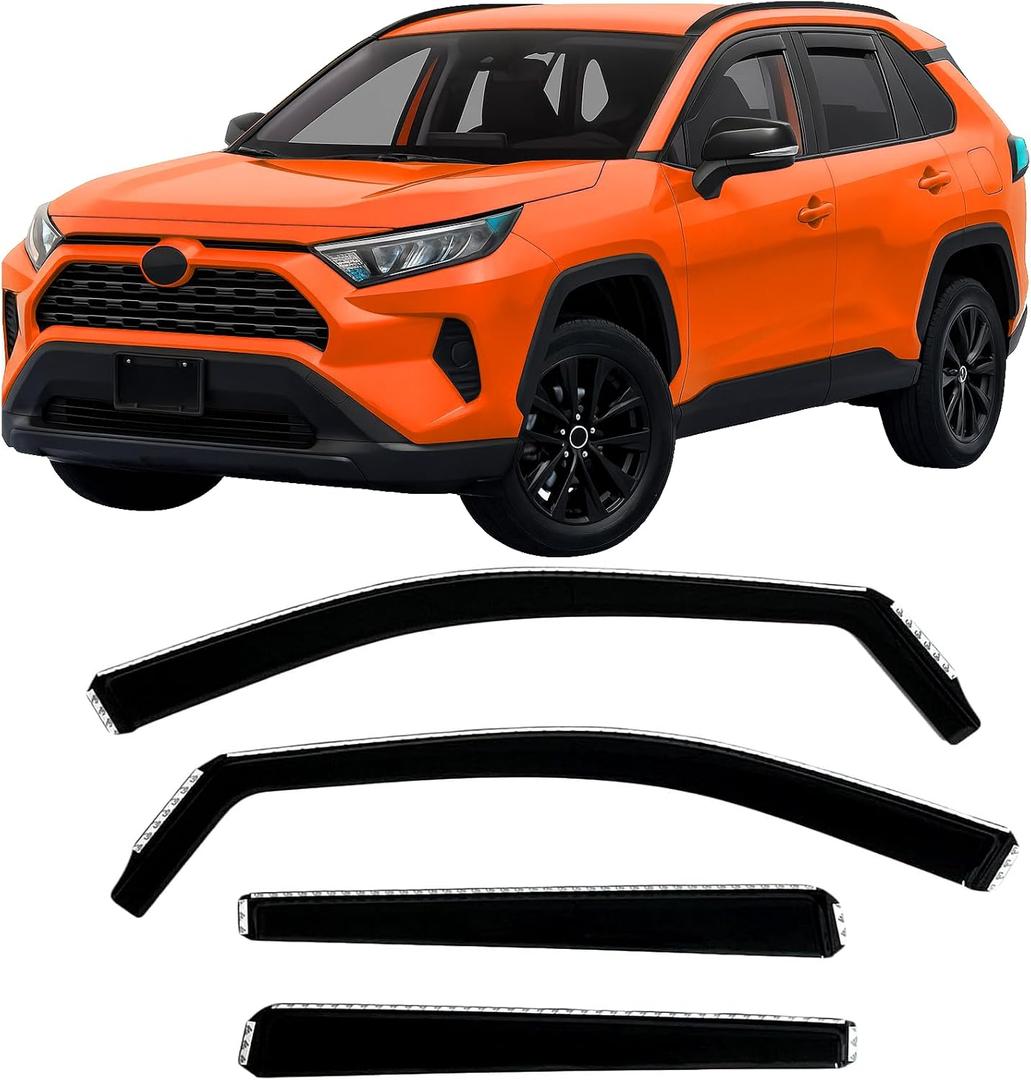 2019-2025 in-Channel Rain Guards Side Window Visor Deflectors for Toyota Toyota Rav4 SE XSE LE XLE Adventure Limited Hybrid 2020 2021 2022 2023 2024