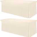 Smiry Spandex Tablecloth 2 Pack, Elastic Fitted Stretch Tablecloth for 6FT Rectangle Tables, Waterproof Washable Table Cover Skirt for Outdoor, Wedding, Banquet & Parties (Beige, 72Lx30Wx30H Inch)