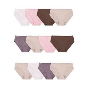 Fruit of the Loom Women's Eversoft Cotton Underwear Multipacks, Tag Free & Breathable, Plus Size, Bikini Assorted Body Tones, 7