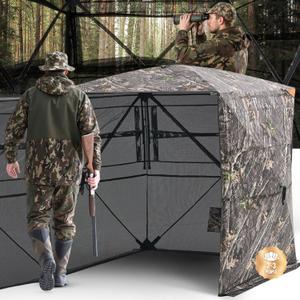 VEVOR Hunting BlindSee Through Ground Blinds with Carrying Bag, 360 Degree Portable Camouflage Tent Durable Concealed Shelter with Silent Side Door and Window, for Turkey and Deer