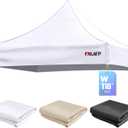 10x10 Canopy Replacement Top for Pop Up Canopy Tent - 4 Drainage Holes10x10ft Canopy top Suitable for Most of The Standard Canopy(top only, White)