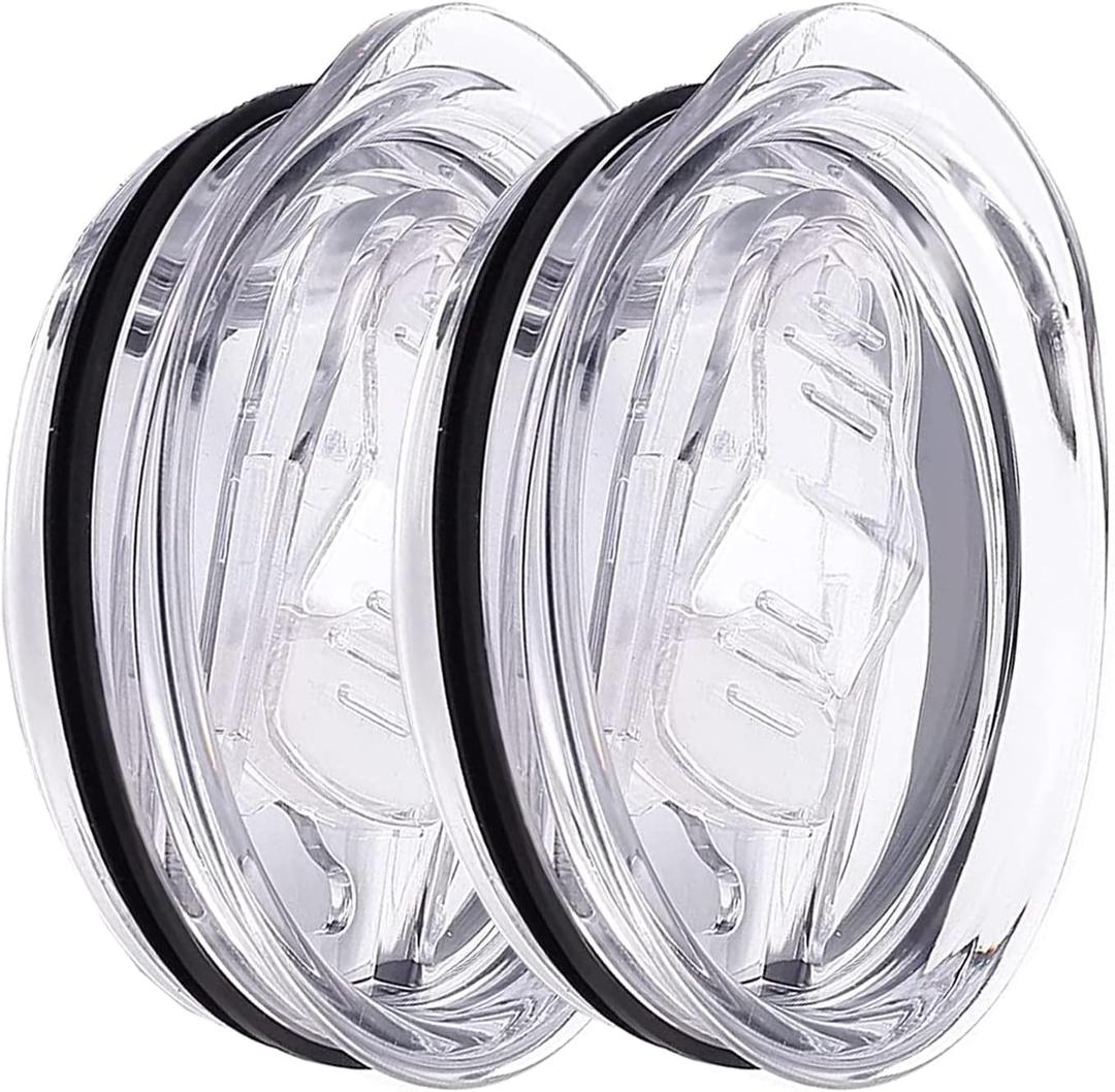 Compatible with Yeti Lids 20 oz Replacement Lid, Ozark Trail and More Splash Resistant Lids Spill Proof Tumbler Lid Clear Cup Silicone Sliding Covers BPA Free(2 Pack)