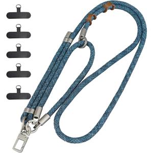 5 x Cell Phone Lanyard 2 Pcs-1 Pcs Adjustable Neck Strap,1 Pcs Wrist Strap, 5 Pcs Pads,Multifunctional Crossbody Rope Bag (Blue)