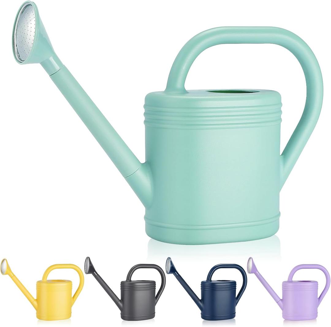 1 Gallon Watering Can for Indoor Plants, Garden Watering Cans for Outdoor Plant House Flower, Modern Plant Watering Can Large Long Spout with Sprinkler Head, Green