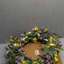 J'FLORU Spring Wreath 24 Inch Summer Wreaths for Front Door Artificial Flower Wreath with Daisy and Lavender for Indoor Outdoor and Easter Celebration