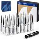Orion Motor Tech M14x1.5 Spike Lug Nuts, 14mmx1.5 Wheel Lug Nuts Compatible with Chevy Silverado Express, Ram 2500 3500, Ford F250 F350, GMC Sierra Yukon Savana, Spike Lug Nut Set, Set of 32, Chrome