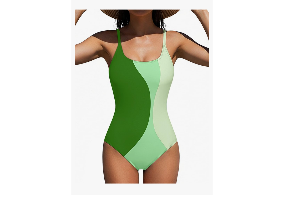 BMJL Womens One Piece Swimsuit Sports Full Coverage Bathing Suit Color Block Slimming Tummy Control Swimming Suits M