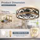 G-SAFAVA 20" Ceiling Fans with Lights and Remote, 6 Wind Speeds 3 Timing Quiet Flush Mount Low Profile Caged Ceiling Fan for Bedroom Living Room Kitchen, Farmhouse Reversible Ceiling Fan, Wood Grain