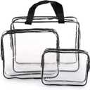 Hedume Set of 9 Clear Makeup Bags, TSA Approved Clear Toiletry Bag Set, Waterproof PVC with Zipper Handle Portable Travel Luggage Pouch