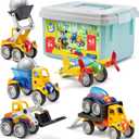 Play Brainy Magnetic Toy Cars Set for Boys and Girls - Brilliant Educational Toys for Toddlers and Preschoolers - Montessori Toy is Load of Fun & Helps with Developmental Skills - 42 Piece Set