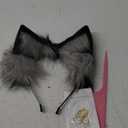 Cat Wolf Fox Dog Ears Headband Handmade Faux fur Cosplay Halloween Costume Party (Black+grey)