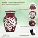 THE CURATOR Red Rose Urn for Ashes - Mini Ash Small Urn with Free Premium Velvet Box & Bag - Keepsake Urn Perfect for Adults & Infants - Cremation Urns for Ashes