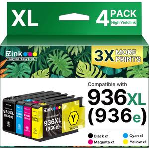 E-Z Ink 936XL 936e 936 Ink Cartridges for HP Printers Replacement for HP 936 Ink Cartridges Combo Pack Work with OfficeJet Pro 9125e 9120e 9730e 9130 9135e 9122e 9128e 9110b 9120b 9130b 9130e Printer