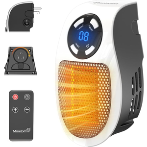 Top Heat Plug in Heater, 450W Portable Plug in Heater for Indoor Use, with Remote, Thermal Protection, LED, PTC Ceramic Fast Heat for Bedroom Bathroom Office