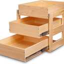 Mulush Pull Out Drawers For Cabinets, 17''W×21''D×19''H Soft Close Slide Out Wood Shelves Storage Organizer for Kitchen, 3-Tier, Finished, Heavy-Duty, Bottom Assembly