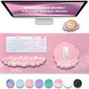 Premium Quality Cloud Wrist Rest Keyboard & Mouse Pad Set Ergonomic Memory Foam Desk Accessories with Wrist Support for Office & Gaming Pink