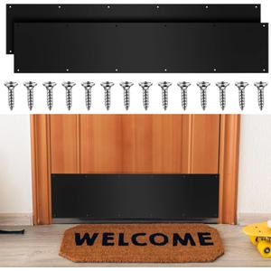 Dunzy 8 x 36 Inches Metal Kick Plate for Bottom of Door Aluminum Kick Plates with Screws for Wood Metal Door Interior/Exterior Anti Scratch Protection(Black,2 Piece)