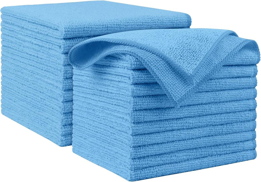 AIDEA Microfiber Cleaning Cloth Blue 20PK, Microfiber Towels for Cars, Premium Car Cloths, Dusting Cloth Lint Free Cleaning Rags for SUVs, House, Kitchen, Window, Workshops, 12×12"