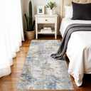 Modern 2x5 Hallway Runner Rug: Abstract Washable Ultra Soft Kitchen Entryway Carpet Indoor Non-Slip Low Pile Floor Mat for Bedroom Laundry Room Gifts for Newlyweds Household Home Decor(2x5 Blue/Beige)